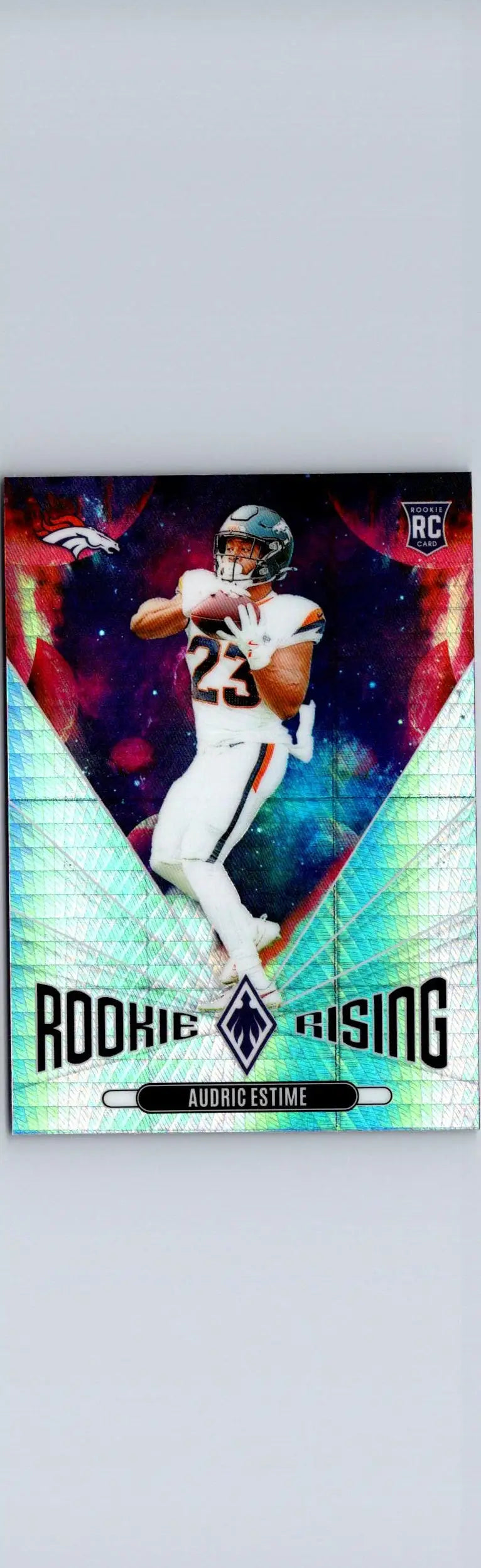 Football rookie card of Audric Estime from 2024 Panini Phoenix Estime Rookie Rising