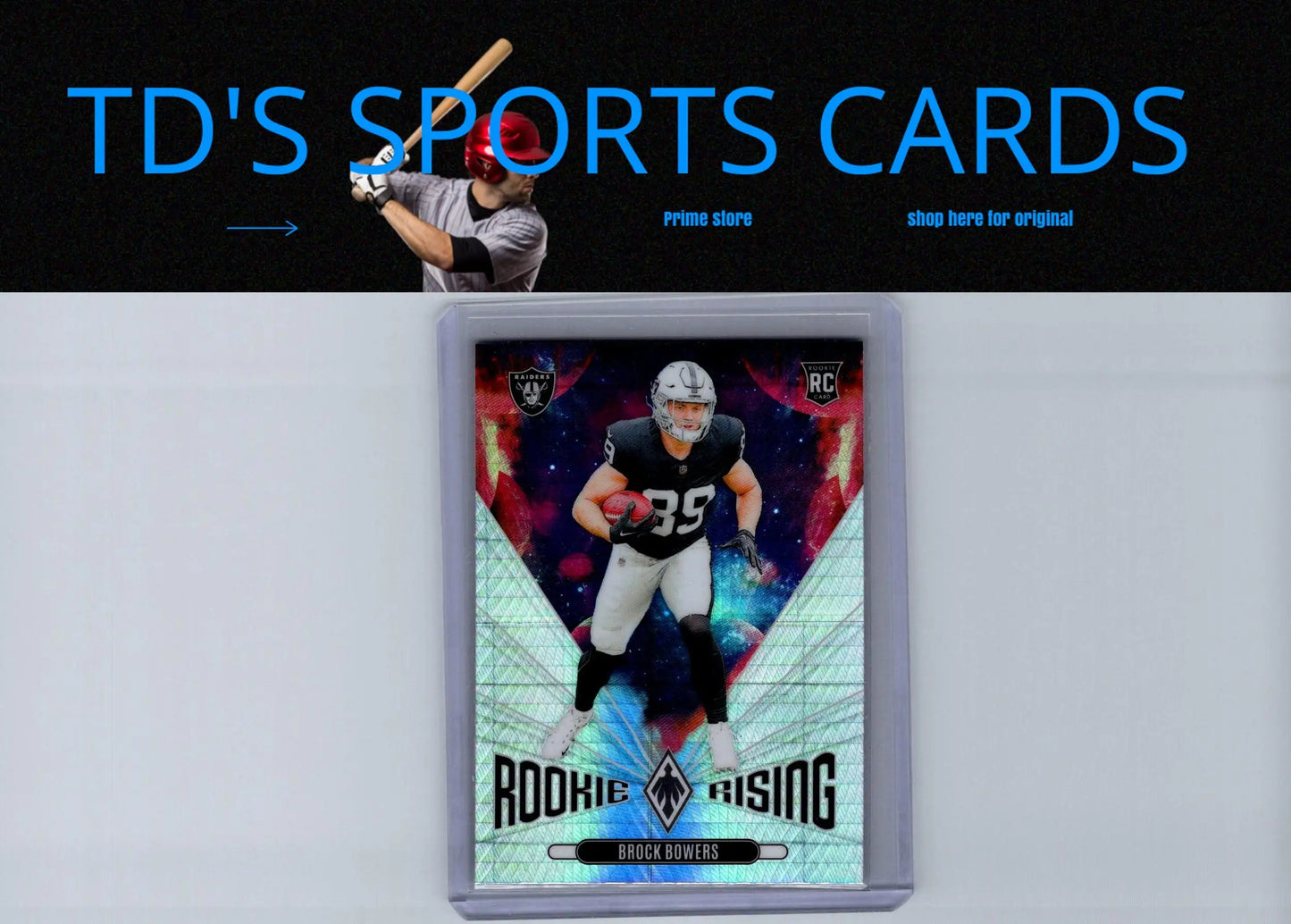 Brock Bowers rookie football card from 2024 Panini Phoenix Bowers Rookie Rising Stars