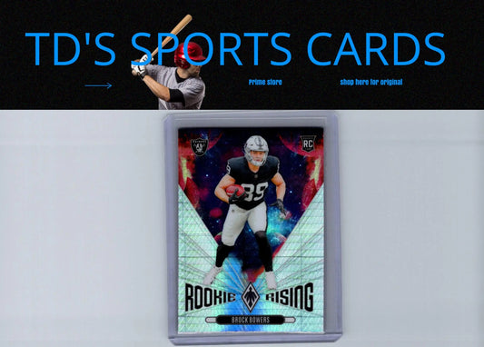 Brock Bowers rookie football card from 2024 Panini Phoenix Bowers Rookie Rising Stars