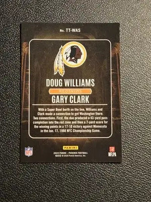 2024 Panini Phoenix - Treasured Tandems Stars #TT-WAS Doug Williams / Gary Clark - Football Card Single