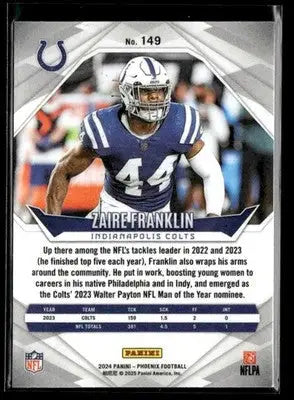 2024 Panini Phoenix Zaire Franklin #149 Indianapolis Colts - Football Card Single