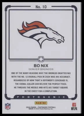 2024 Panini Photogenic #10 Bo Nix Draft Snapshots - Football Card Single