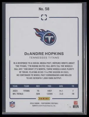 2024 Panini Photogenic #58 DeAndre Hopkins - Football Card Single