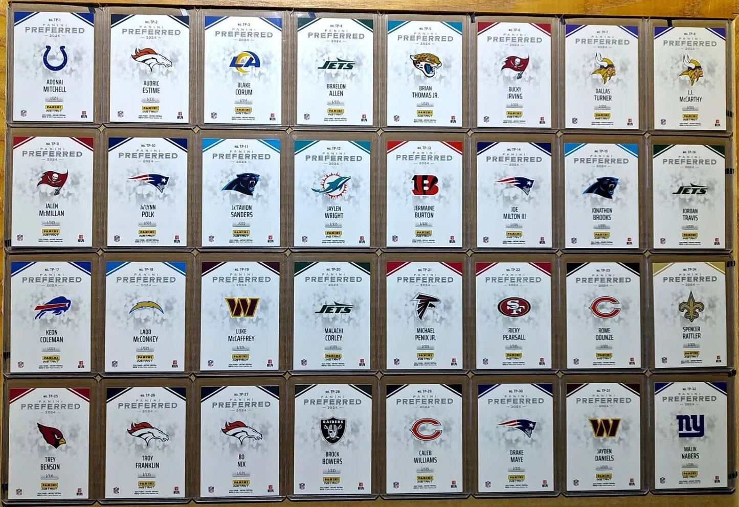 2024 Panini Preferred NFL Complete 32 Card Football Set - Football Card Single