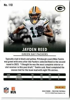 2024 Panini Prestige #110 Jayden Reed - Football Card Single