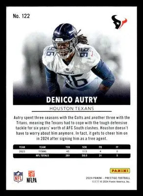 2024 Panini Prestige #122 Denico Autry - Football Card Single
