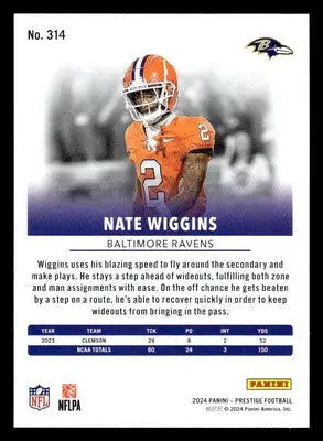 2024 Panini Prestige #314 Nate Wiggins - Football Card Single