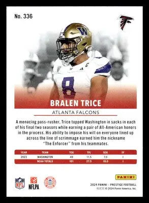 2024 Panini Prestige #336 Bralen Trice - Football Card Single