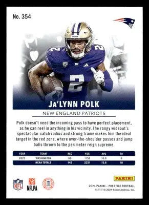 2024 Panini Prestige #354 Ja’Lynn Polk - Football Card Single