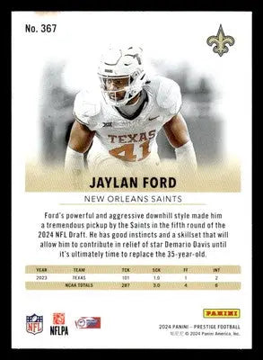 2024 Panini Prestige #367 Jaylan Ford - Football Card Single