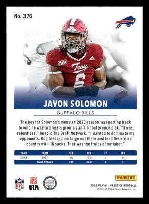 2024 Panini Prestige #376 Javon Solomon - Football Card Single