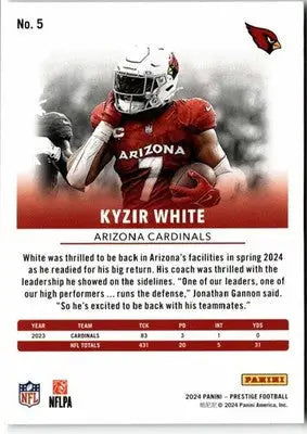 2024 Panini Prestige #5 Kyzir White - Football Card Single