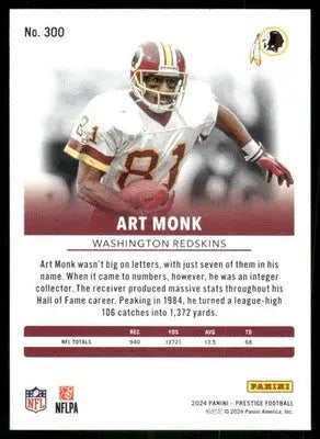 2024 Panini Prestige Art Monk #300 Football - Football Card Single