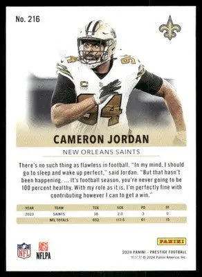 2024 Panini Prestige Cameron Jordan #216 Football - Football Card Single