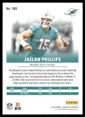 2024 Panini Prestige Jaelan Phillips #189 Football - Football Card Single
