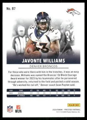 2024 Panini Prestige Javonte Williams #87 Football - Football Card Single
