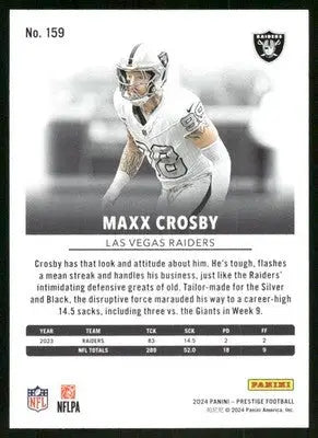 2024 Panini Prestige Maxx Crosby #159 Football - Football Card Single