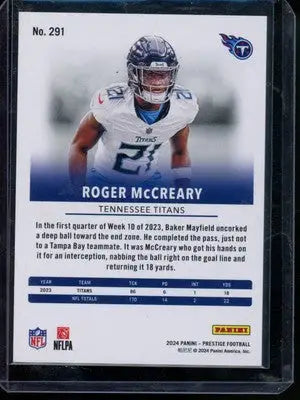 2024 Panini Prestige Roger McCreary #291 Purple 04/99 Football - Football Card Single