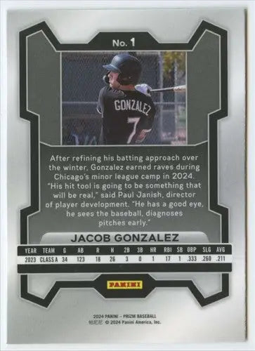 2024 Panini Prizm #1 Jacob Gonzalez NM-MT White Sox ID:76508 - Baseball Card Single