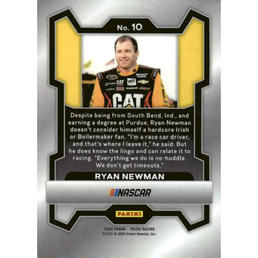 2024 Panini Prizm #10 Ryan Newman NM-MT Caterpillar/Richard Childress Racing/Chevrolet Racing Card - Racing Card Single