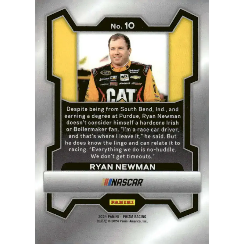 2024 Panini Prizm #10 Ryan Newman NM-MT Caterpillar/Richard Childress Racing/Chevrolet Racing Card - Racing Card Single