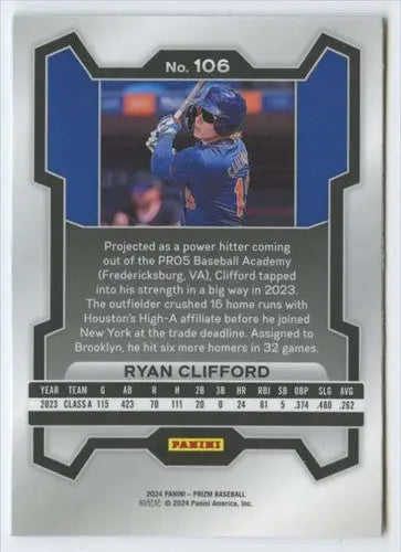 2024 Panini Prizm #106 Ryan Clifford NM-MT Mets ID:76101 - Baseball Card Single