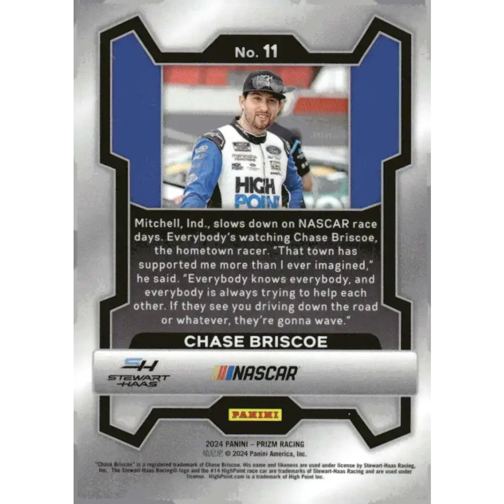2024 Panini Prizm #11 Chase Briscoe NM-MT High Point/Stewart-Haas Racing/Ford Racing Card - Racing Card Single