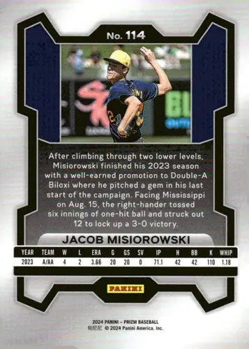 2024 Panini Prizm #114 Jacob Misiorowski NM-MT Brewers ID:78635 - Baseball Card Single