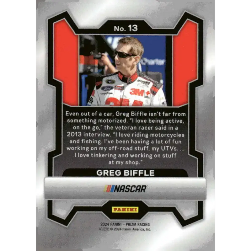 2024 Panini Prizm #13 Greg Biffle NM-MT 3M/Roush Fenway Racing/Ford Racing Card - Racing Card Single