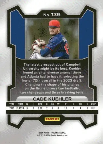 2024 Panini Prizm #136 Cade Kuehler NM-MT Braves ID:76529 - Baseball Card Single