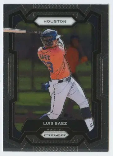 Baseball trading card featuring Luis Baez of the Houston Astros from Panini Prizm 2024