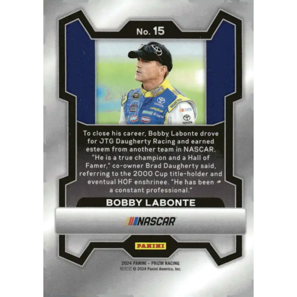 2024 Panini Prizm #15 Bobby Labonte NM-MT Bush’s Baked Beans/JTG Daugherty Racing/Toyota Racing Card - Racing Card