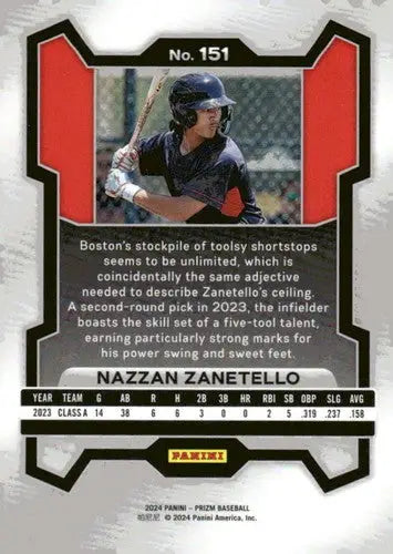 2024 Panini Prizm #151 Nazzan Zanetello NM-MT Red Sox ID:76530 - Baseball Card Single