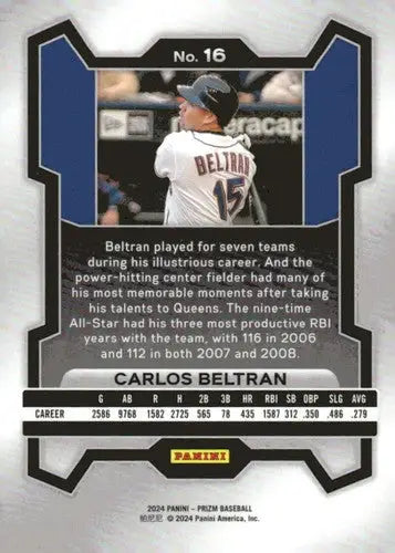 2024 Panini Prizm Carlos Beltran baseball card with original gloss Mets ID 76292