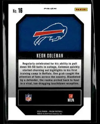 2024 Panini Prizm #16 Keon Coleman Emergent Green Ice Prizm - Football Card Single