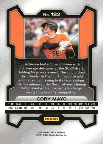 2024 Panini Prizm #182 Coby Mayo NM-MT Orioles ID:76536 - Baseball Card Single