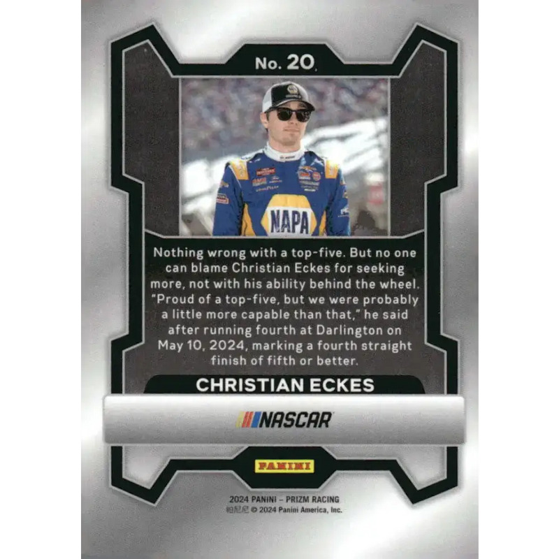 2024 Panini Prizm #20 Christian Eckes NM-MT NAPA/McAnally Hilgemann Racing/Chevrolet Racing Card - Racing Card Single
