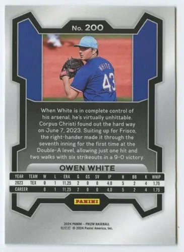 2024 Panini Prizm #200 Owen White NM-MT Rangers ID:76540 - Baseball Card Single