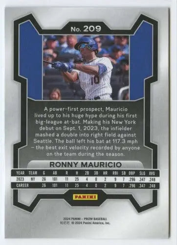 2024 Panini Prizm #209 Ronny Mauricio NM-MT Mets ID:76542 - Baseball Card Single