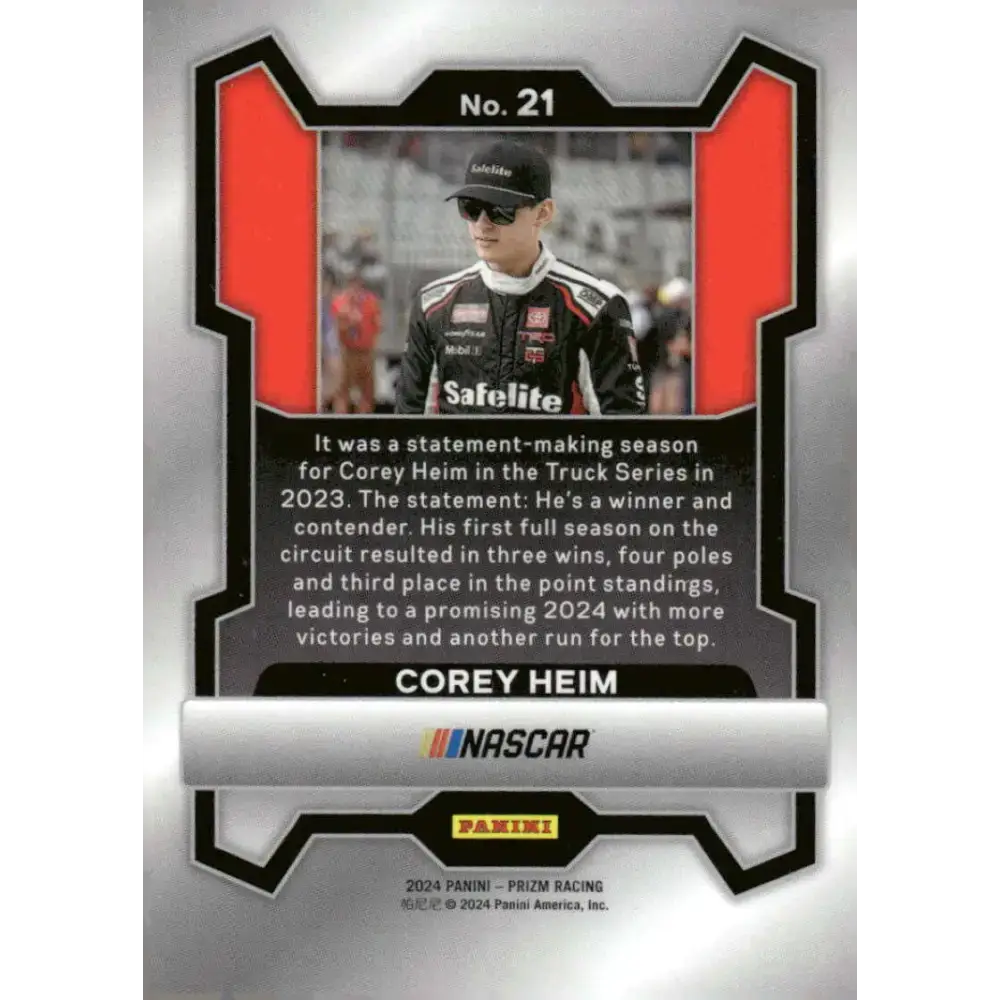 2024 Panini Prizm #21 Corey Heim NM-MT Safelite/Tricon Garage/Toyota Racing Card - Racing Card Single