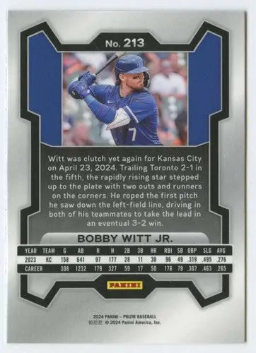 2024 Panini Prizm #213 Bobby Witt Jr. NM-MT Royals ID:76107 - Baseball Card Single