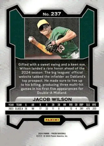 2024 Panini Prizm Jacob Wilson baseball card with original gloss NM-MT ID 76108