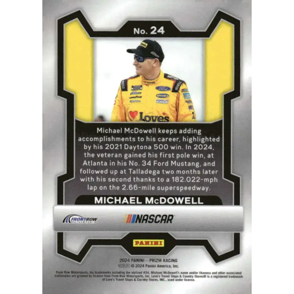 2024 Panini Prizm #24 Michael McDowell NM-MT Love’s Travel Stops/Front Row Motorsports/Ford Racing Card - Racing Card