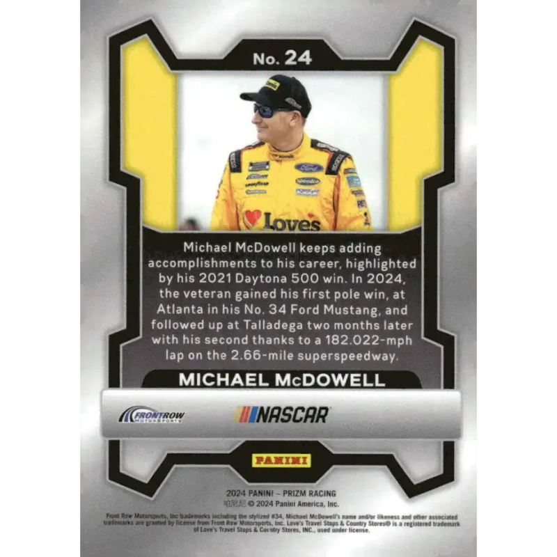 2024 Panini Prizm #24 Michael McDowell NM-MT Love’s Travel Stops/Front Row Motorsports/Ford Racing Card - Racing Card