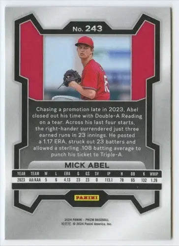 2024 Panini Prizm #243 Mick Abel NM-MT Phillies ID:76548 - Baseball Card Single