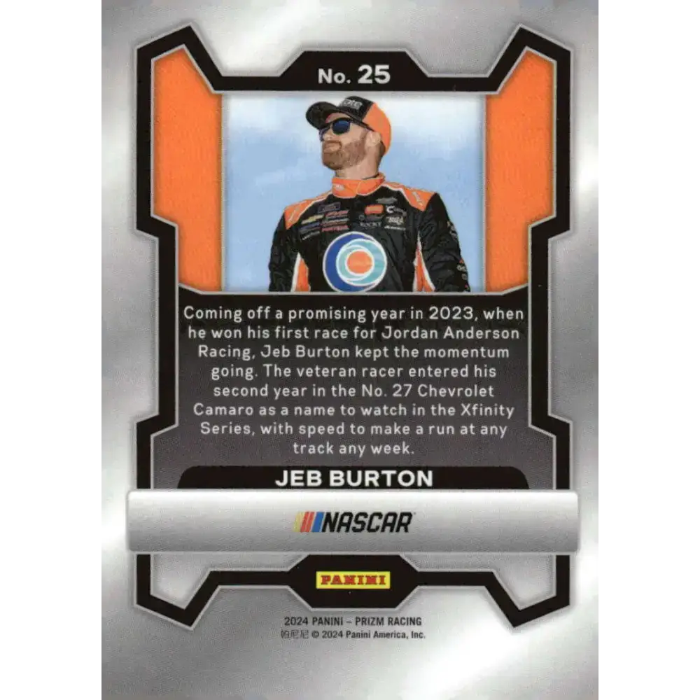 2024 Panini Prizm #25 Jeb Burton NM-MT State Water Heaters/Jordan Anderson Racing/Chevrolet Racing Card - Racing Card