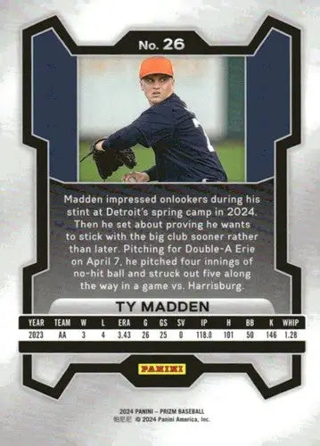 2024 Panini Prizm #26 Ty Madden NM-MT Tigers ID:76511 - Baseball Card Single