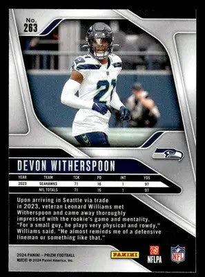 2024 Panini Prizm #263 Devon Witherspoon - Football Card Single