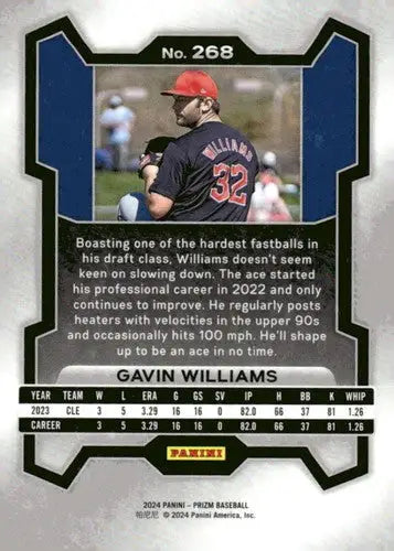 2024 Panini Prizm #268 Gavin Williams NM-MT Guardians ID:76552 - Baseball Card Single