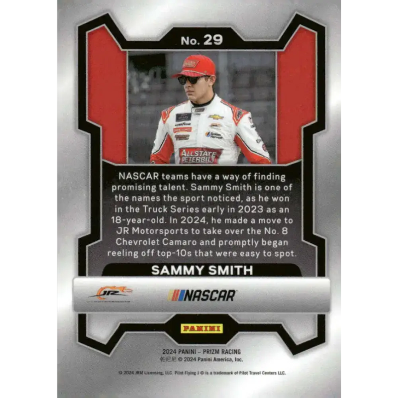 2024 Panini Prizm #29 Sammy Smith NM-MT Pilot Flying J/JR Motorsports/Chevrolet Racing Card - Racing Card Single
